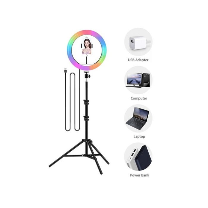MJ-26 10 inç RGB LED Ring Light – 200cm Tripod