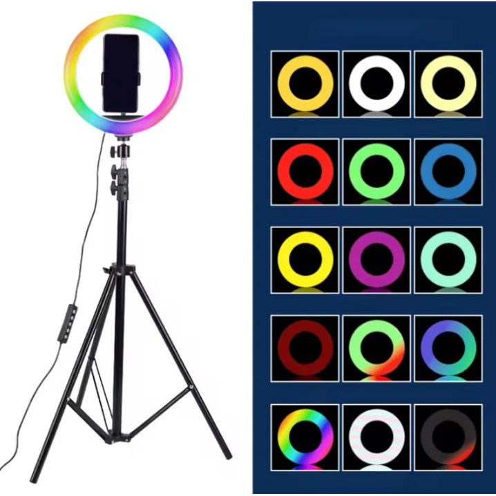MJ-26 10 inç RGB LED Ring Light – 200cm Tripod