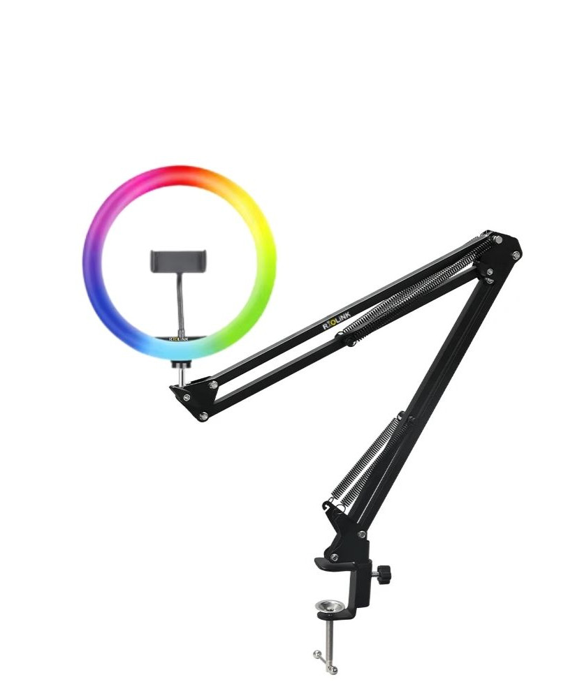 10 inc Masa Üstü RGB Ring Light Twitch TikTok ve Zoom Işığı Yayıncı Seti - Riolink