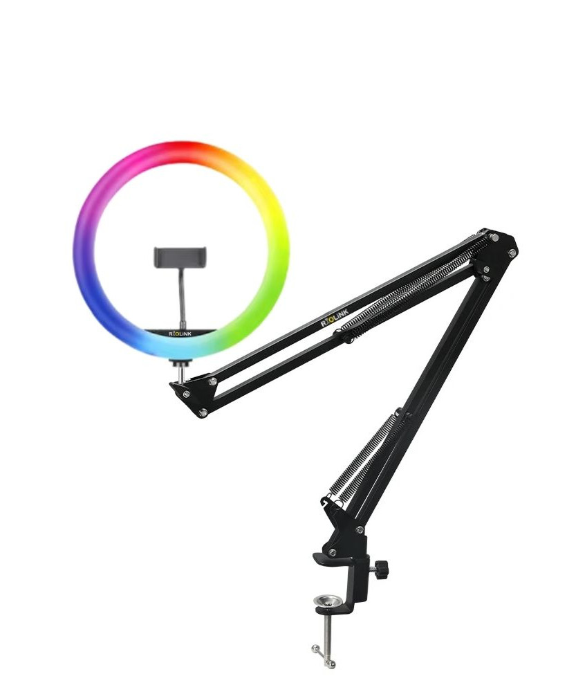 13 inc Masa Üstü RGB Ring Light Twitch TikTok ve Zoom Işığı Yayıncı Seti - Riolink